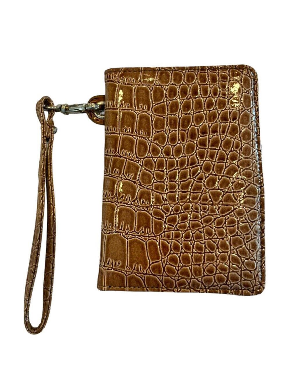 The Metropolitan Milano brown/beige Croc Embossed Wallet Cell Phone Case small
